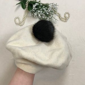 3/$20 | 100% wool beret with faux fur pompom